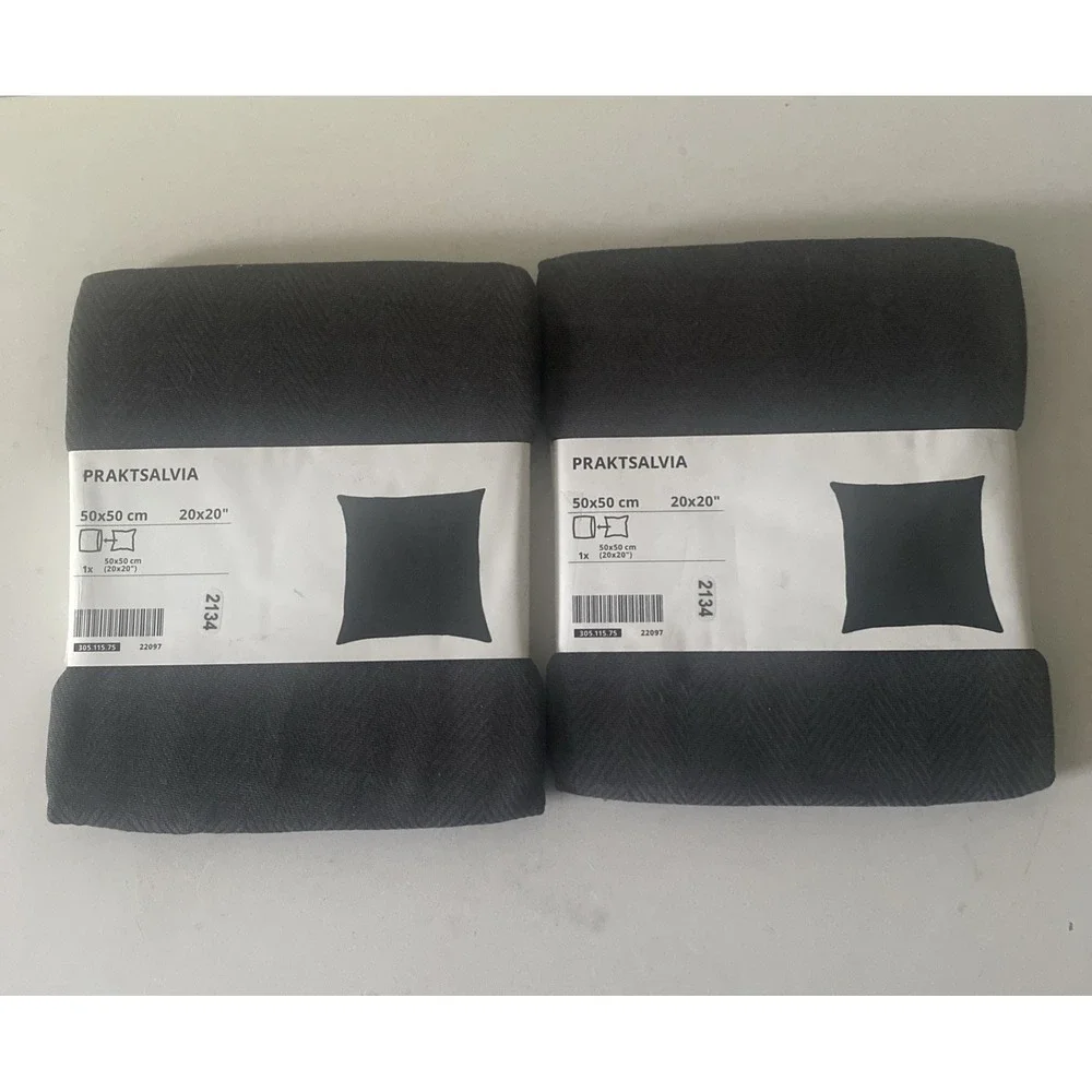 Set of 2 IKEA PRAKTSALVIA Cushion Cover Anthracite 20x20